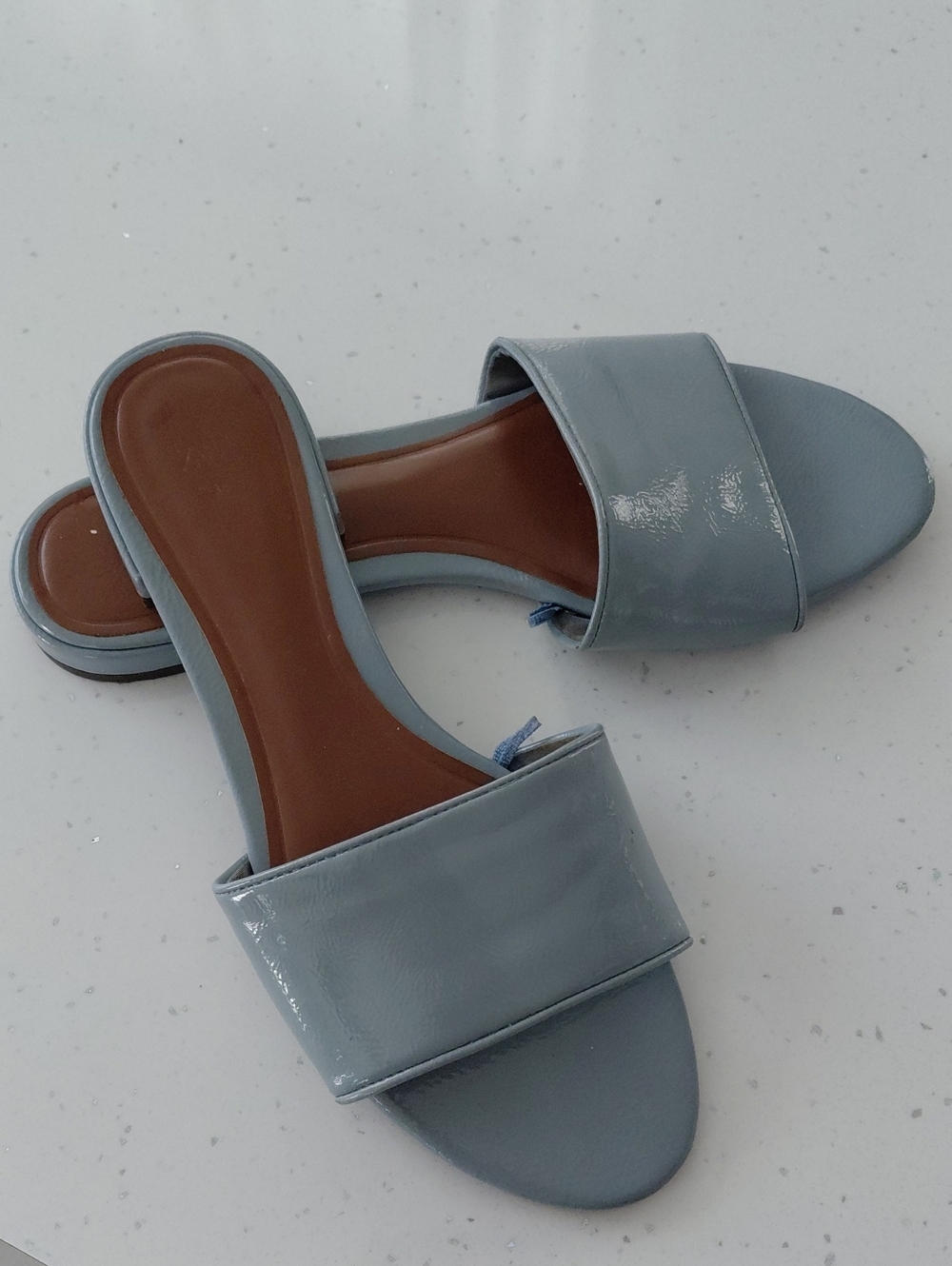 ZARA PATENT LEATHER BLUE SANDALS Sz 38 - Picture 6 of 12